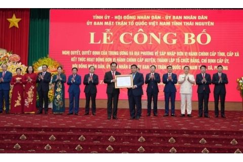 Lễ công bố Nghị quyết, Quyết định về sáp nhập, thành lập đơn vị hành chính cấp tỉnh, cấp xã tỉnh Thái Nguyên