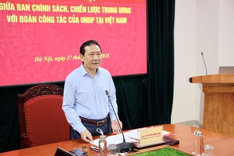 Phó Trưởng Ban Chính sách, chiến lược Trung ương Nguyễn Hồng Sơn làm việc với các chuyên gia của UNDP