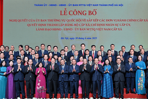 Chủ tịch nước Lương Cường dự lễ công bố sắp xếp đơn vị hành chính tại Hà Nội