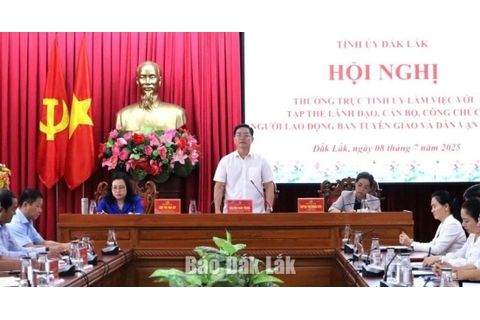Thường trực Tỉnh ủy Đắk Lắk làm việc với Cơ quan Ủy ban Kiểm tra Tỉnh ủy và Ban Tuyên giáo và Dân vận Tỉnh ủy