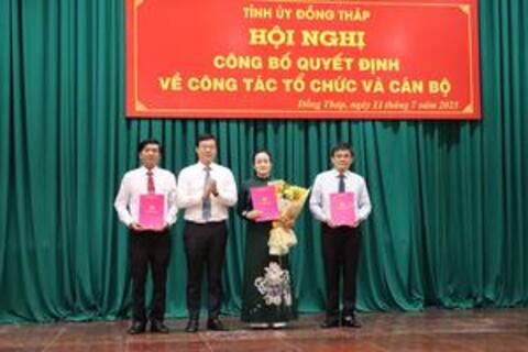 Ban Thường vụ Tỉnh ủy Đồng Tháp công bố quyết định thành lập 4 tổ chức đảng