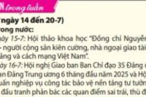 Sự kiện trong tuần (Từ ngày 14 đến 20-7)