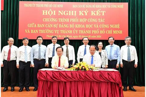 Ban cán sự Đảng Bộ KH&CN và Ban Thường vụ Thành ủy TP. Hồ Chí Minh ký kết chương trình phối hợp công tác giai đoạn 2024-2028