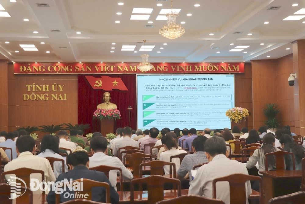 Quang cảnh hội nghị tại điểm cầu Đồng Nai. Ảnh: Hải Yến
