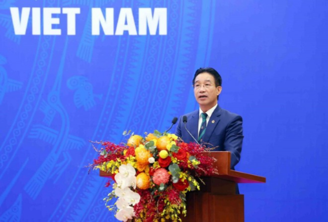 Phó Chủ nhiệm Văn phòng Chủ tịch nước Phạm Thanh Hà phát biểu và công bố Quyết định về đặc xá năm 2025 (đợt 2/9/2025) của Chủ tịch nước. (Ảnh: TTXVN)