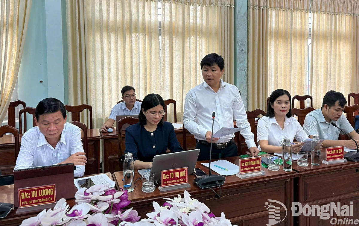 Đại diện lãnh đạo xã Bù Đăng phát biểu tại buổi làm việc. Ảnh: Trọng Phước  