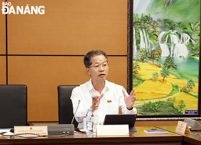 Bí thư Thành ủy Nguyễn Văn Quảng phát biểu tại thảo luận tổ.  Ảnh: VŨ HƯNG